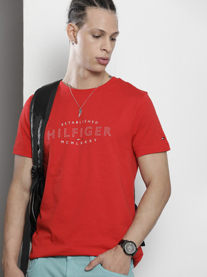 TOMMY HILFIGER Graphic Print Men Crew Neck Red T-Shirt