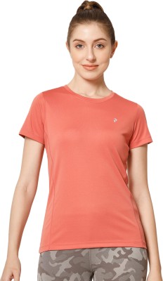 PERFKTU Solid Women Round Neck Pink T-Shirt