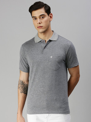 ONN Checkered Men Polo Neck Grey T-Shirt