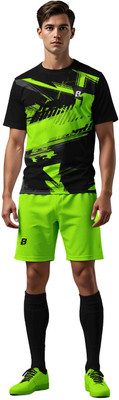 Bodysports.co Abstract, Solid Men Round Neck Black, Light Green T-Shirt