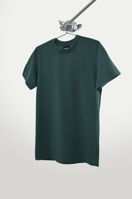 Normie Solid Men Round Neck Dark Green T-Shirt