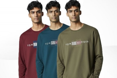 ALPINE STYLE Solid, Graphic Print Men Round Neck Maroon, Dark Blue, Dark Green T-Shirt