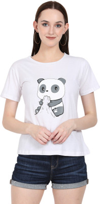 DEEPMAYRA COLLECTION Printed Women Round Neck White T-Shirt