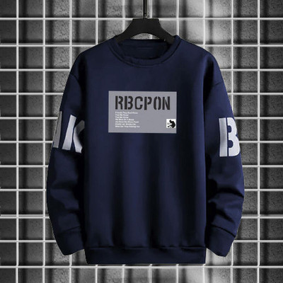Bike Printed Men Round Neck Dark Blue T-Shirt