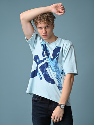 KILLER Printed Men Round Neck Light Blue T-Shirt