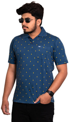 Onestar Printed Men Polo Neck Dark Blue T-Shirt