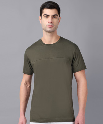METRONAUT Solid Men Round Neck Dark Green T-Shirt