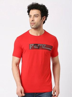Pepe Jeans Printed Men Crew Neck Red T-Shirt