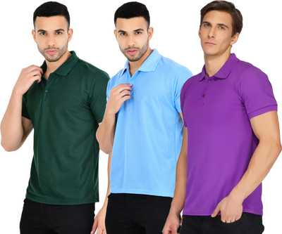 KEOTI Solid Men Polo Neck Multicolor T-Shirt