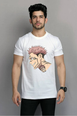 PRINTISTA Printed Men Round Neck White T-Shirt