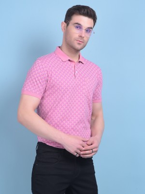 CRIMSOUNE CLUB Printed Men Polo Neck Pink T-Shirt