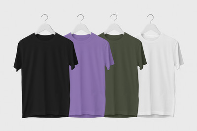 Voguewine Solid Men Round Neck Purple, White, Black, Green T-Shirt