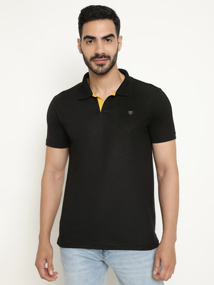 DUKE Solid Men Polo Neck Black T-Shirt