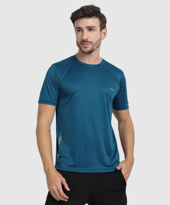 FTX Solid Men Round Neck Dark Blue T-Shirt