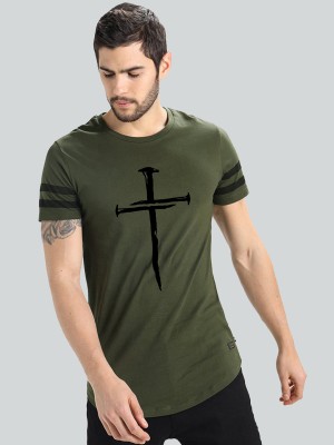 Trends Tower Printed Men Round Neck Green T-Shirt