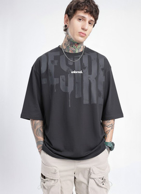 Unbrnd Graphic Print Men Crew Neck Grey T-Shirt
