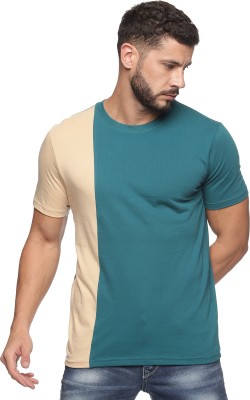 THE HOLLANDER Colorblock Men Round Neck Green, Beige T-Shirt