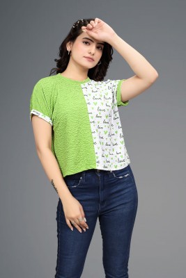shree laxmi Printed Women Round Neck Green T-Shirt