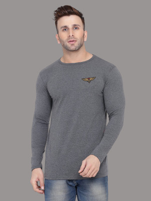 BEYOU FASHION Self Design Men Round Neck Grey T-Shirt