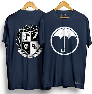 THE PRINT PLATTER Printed Men Round Neck Navy Blue T-Shirt