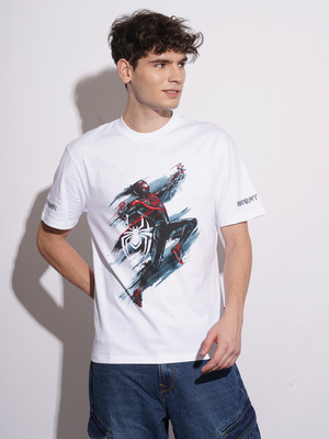 BEING HUMAN Graphic Print Men Crew Neck White T-Shirt