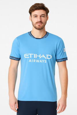 Sportiva Printed Men Round Neck Blue T-Shirt