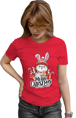 Buy That Trendz Printed Women Round Neck Red T-Shirt