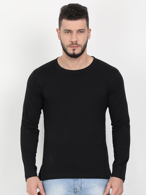 RULEDBYSUN Solid Men Round Neck Black T-Shirt