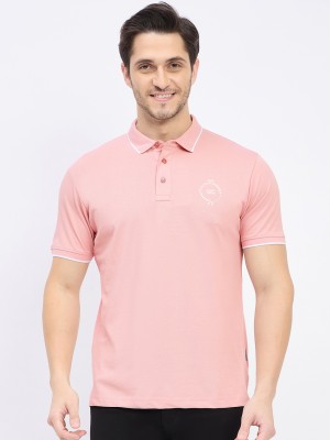 DUKE Solid Men Polo Neck Pink T-Shirt