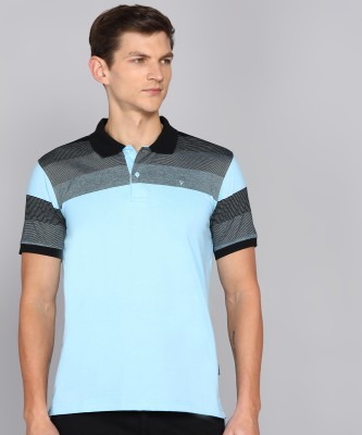 VAN HEUSEN SPORT Self Design Men Polo Neck Light Blue T-Shirt