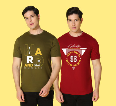 WOOSTRO Typography, Printed Men Round Neck Multicolor T-Shirt