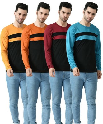 Dam Colorblock Men Round Neck Multicolor T-Shirt