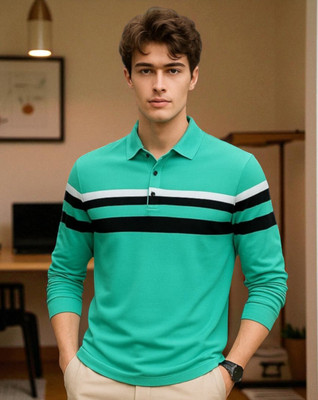 Autna Solid Men Polo Neck Green T-Shirt