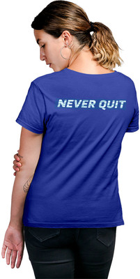 Fighterhero Printed Women Round Neck Blue T-Shirt