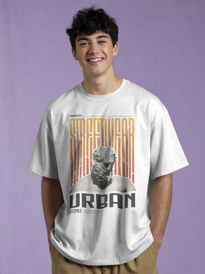 PS ENTERPRISES Printed Men Round Neck White T-Shirt