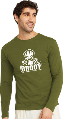 OrrganicChics Printed Men Round Neck Dark Green T-Shirt