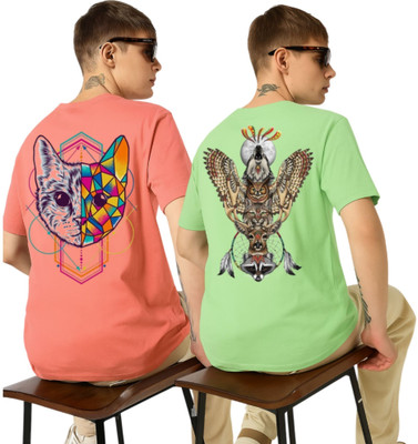 Kasendra Graphic Print Men Round Neck Multicolor T-Shirt