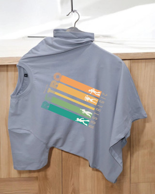 DRIPTHREAD Printed Men Round Neck Grey T-Shirt