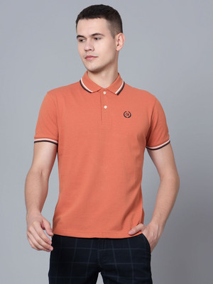 CANTABIL Solid Men Polo Neck Brown T-Shirt