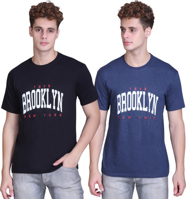 Zeffit Printed Men Round Neck Black, Blue T-Shirt