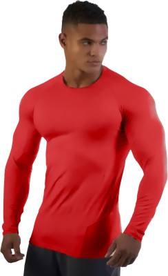 QUADA Solid Men Round Neck Red T-Shirt