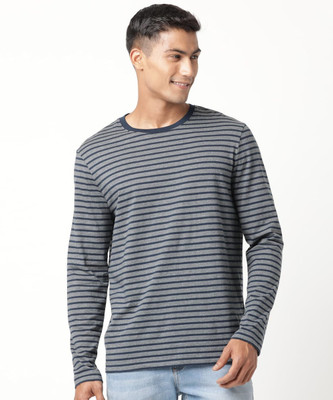 JOCKEY Striped Men Round Neck Grey T-Shirt