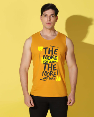 WOOSTRO Graphic Print Men Scoop Neck Yellow, White T-Shirt