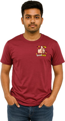 purycot Solid Men Round Neck Maroon T-Shirt