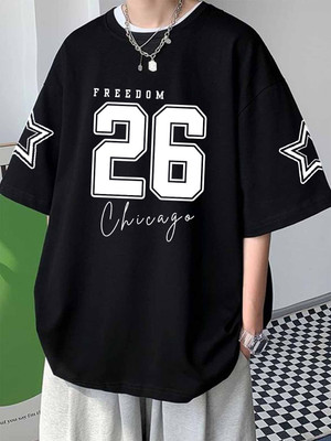 Cool Plus Printed Men Round Neck Black T-Shirt