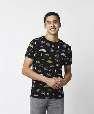 Pepe Jeans Graphic Print Men Crew Neck Black T-Shirt