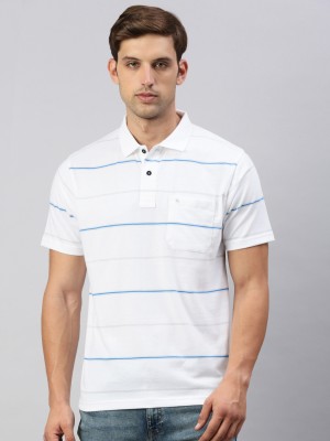 Classic Polo Striped Men Polo Neck White T-Shirt