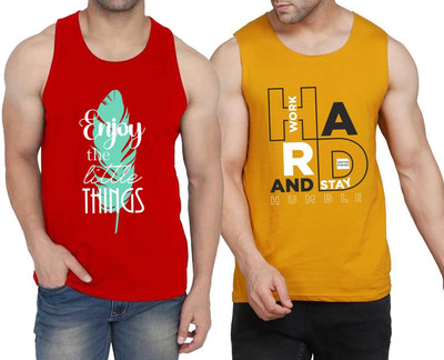 WOOSTRO Printed Men Scoop Neck Red, Yellow, White T-Shirt