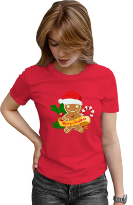 Buy That Trendz Printed Women Round Neck Red T-Shirt