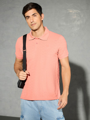 TECHNOSPORT Self Design Men Polo Neck Red T-Shirt